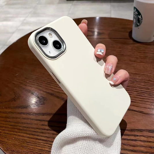 Full-cover Solid Color Liquid Silicone Metal Phone Case