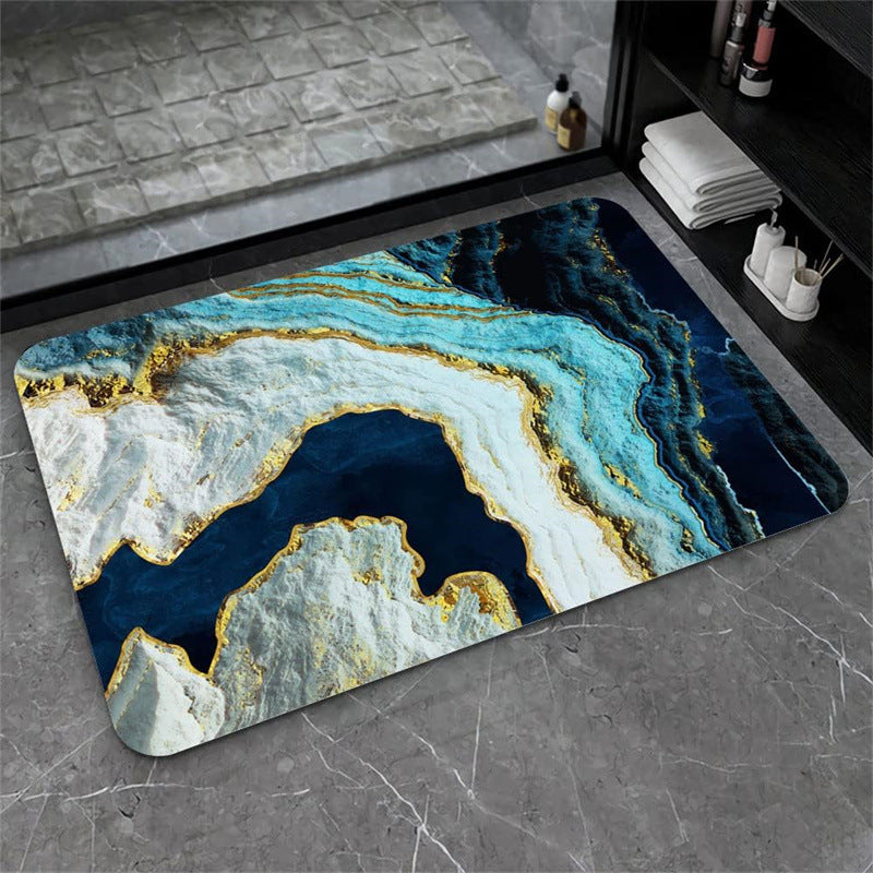 Nordic Light Luxury Marbling Diatom Ooze Absorbent Non-slip Floor Mat Toilet Door Quick-drying Feet