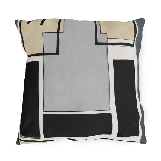 Decorative Indoor/outdoor Pillow - Black Grey Geometric Shapes-3