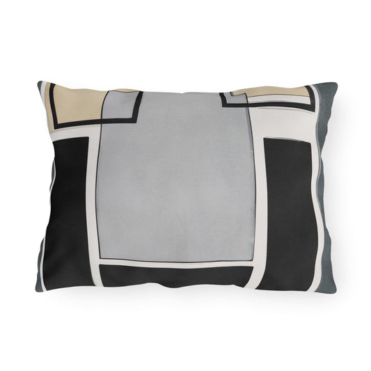 Decorative Indoor/outdoor Pillow - Black Grey Geometric Shapes-2