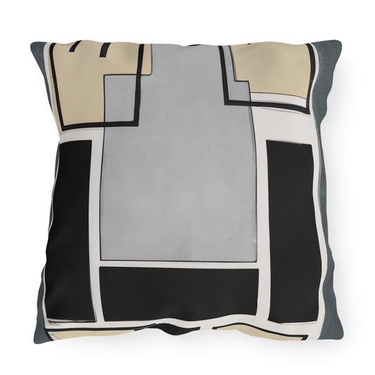 Decorative Indoor/outdoor Pillow - Black Grey Geometric Shapes-0