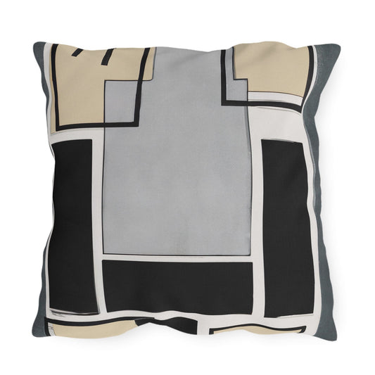 Decorative Indoor/outdoor Pillow - Black Grey Geometric Shapes-4