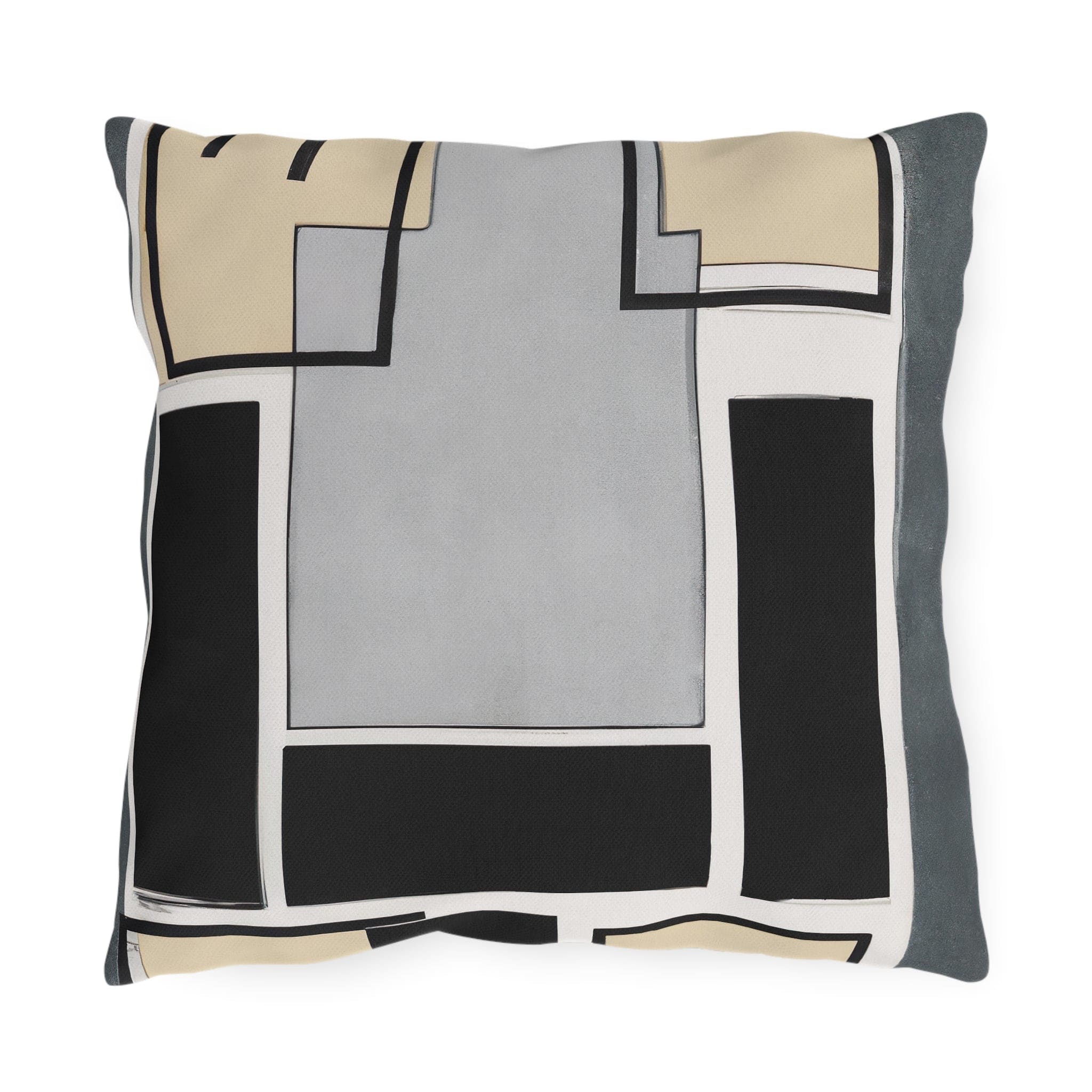 Decorative Indoor/outdoor Pillow - Black Grey Geometric Shapes-1