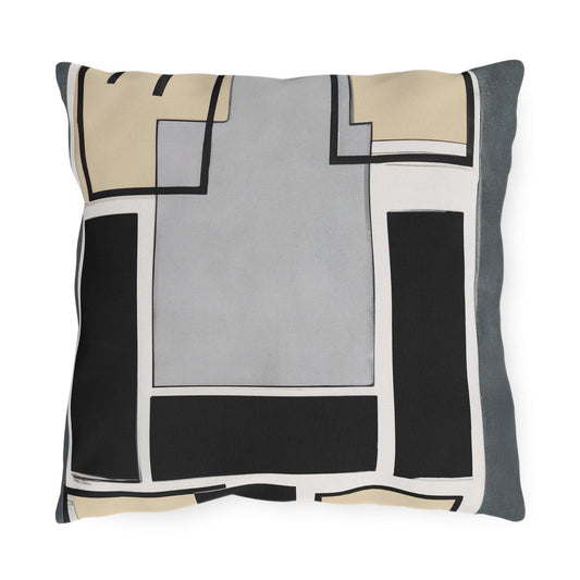 Decorative Indoor/outdoor Pillow - Black Grey Geometric Shapes-1