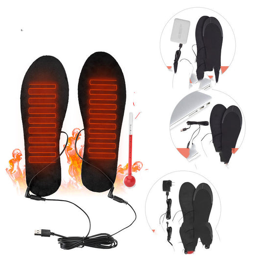USB Warmed Insole Feet Warmer Rechargeable Heating Washable Size