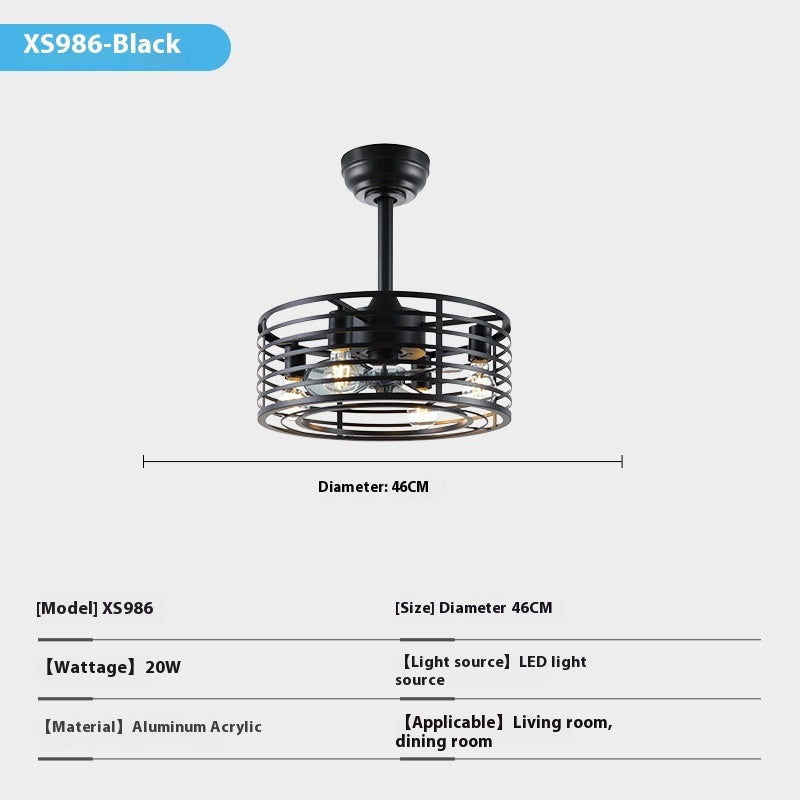 Retro Ceiling Fan Lights Industrial Style Iron Dining Roomliving Room Chandelier