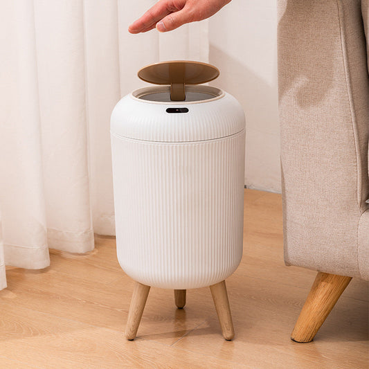 Smart Sensor Trash Can Light Luxury Round High Leg Kitchen Bathroom