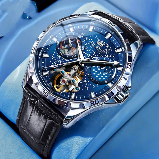 Fashion Starry Sky Mechanical Watch Business Hollow Waterproof Men