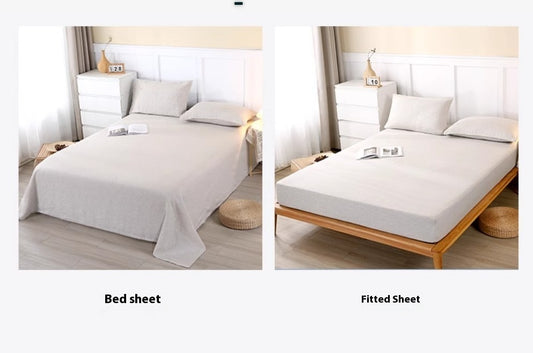 Four-piece Linen Bedding Set With Fitted Sheet And Fitted Sheet