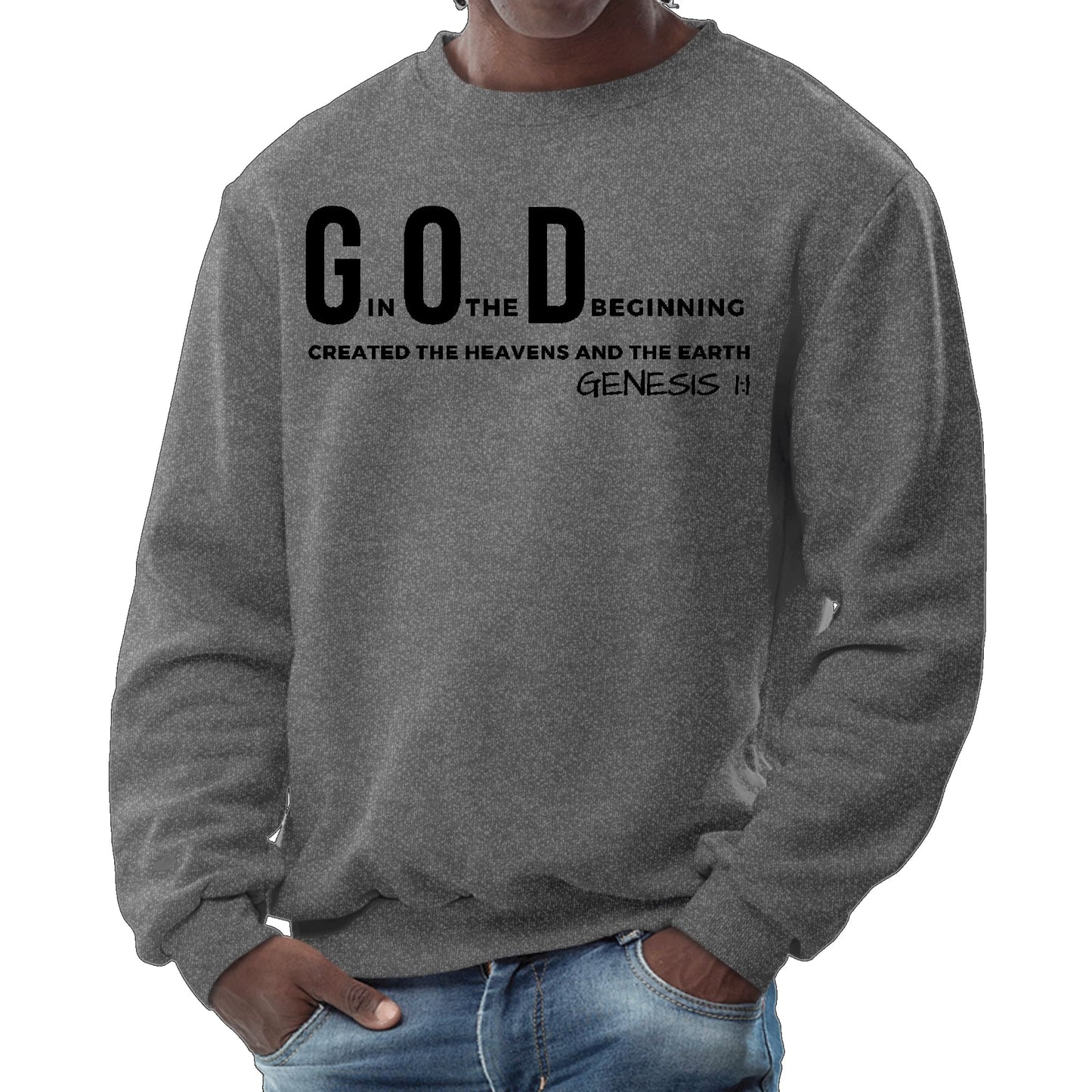 Mens Graphic Sweatshirt - God in the Beginning Print-6