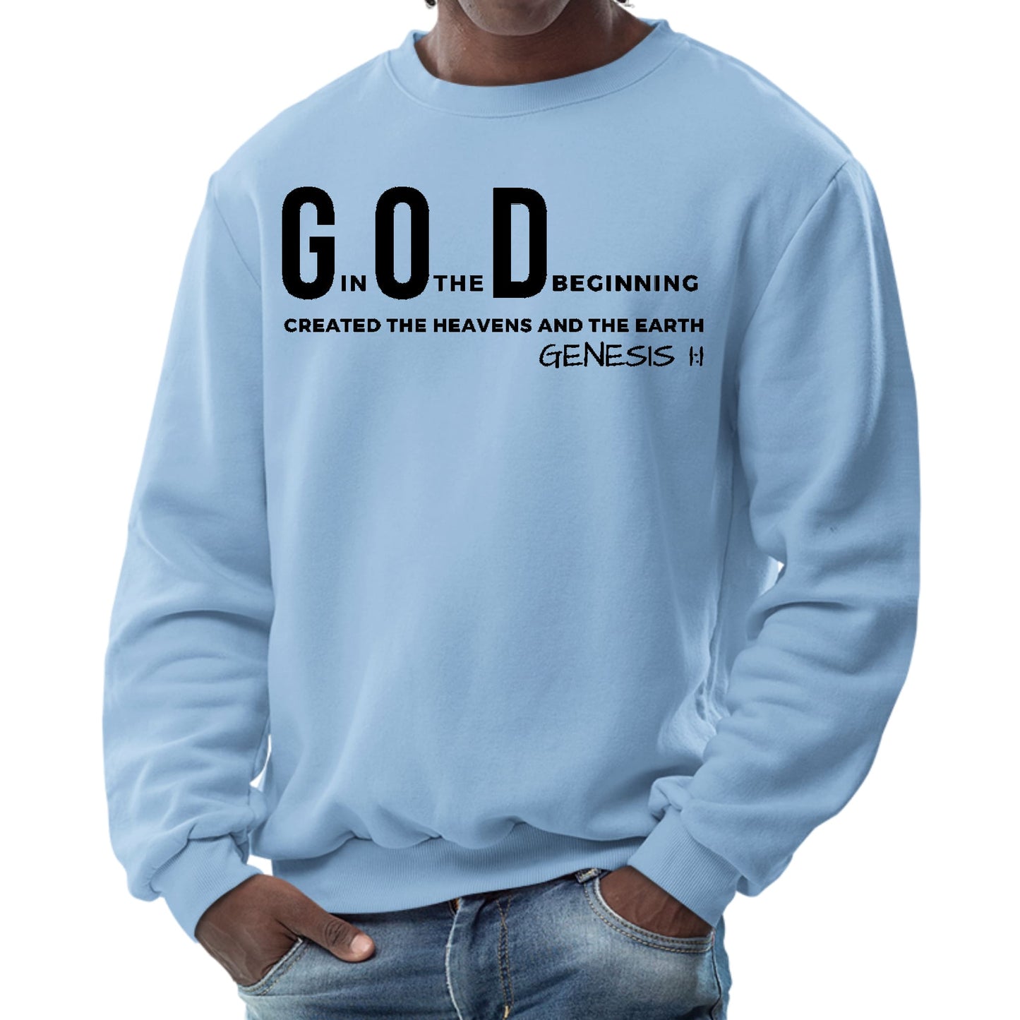 Mens Graphic Sweatshirt - God in the Beginning Print-5