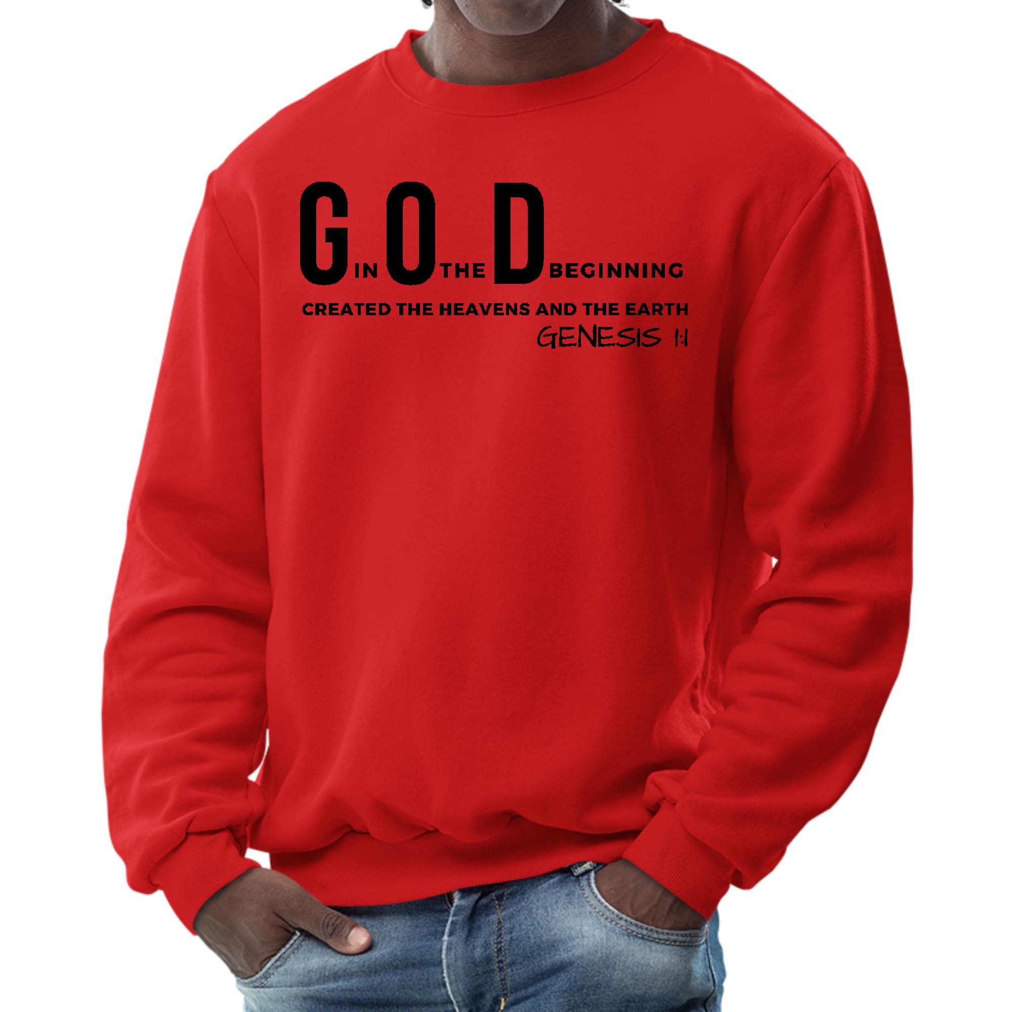 Mens Graphic Sweatshirt - God in the Beginning Print-1