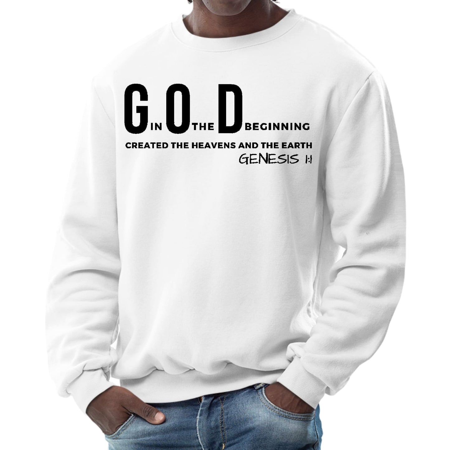 Mens Graphic Sweatshirt - God in the Beginning Print-0