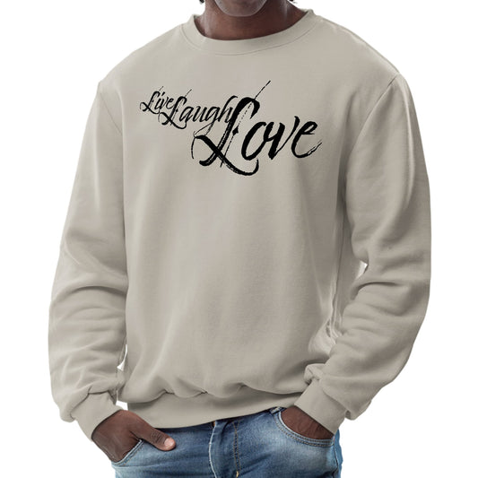 Mens Graphic Sweatshirt - Live Laugh Love Black Illustration-4