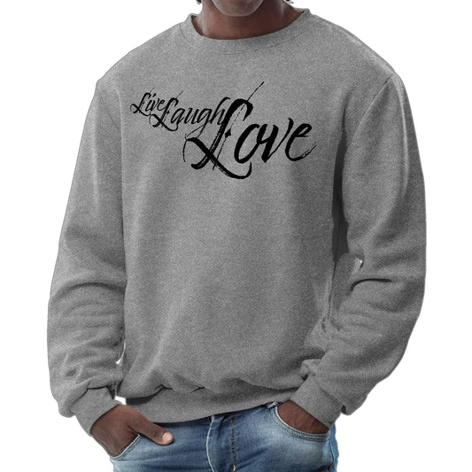Mens Graphic Sweatshirt - Live Laugh Love Black Illustration-7
