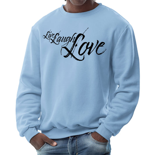 Mens Graphic Sweatshirt - Live Laugh Love Black Illustration-5