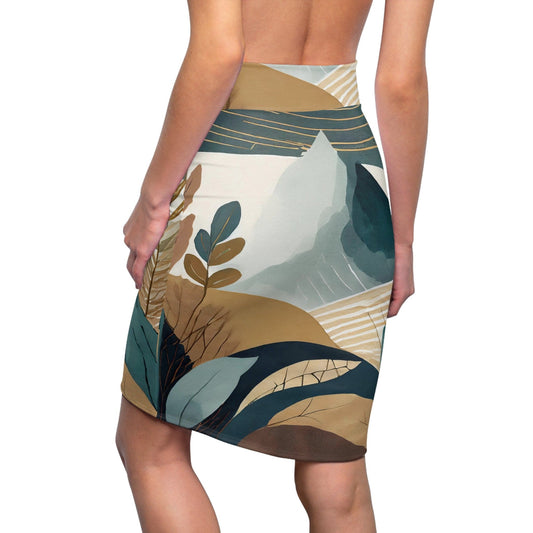 Womens Pencil Skirt - Boho Style Print 3698-1