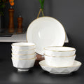 Golden Edge Ceramic Bowl Plate Tableware Suit