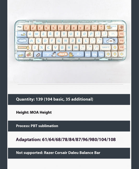 Cute Cartoon Boring Duck Mechanical Keyboard Keycaps
