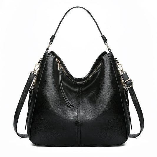 Hobos Zipper Bucket Bags With Adjustable Shoulder-strap Handbags Temperament High Capacity Messenger Shoulder Bag For Women