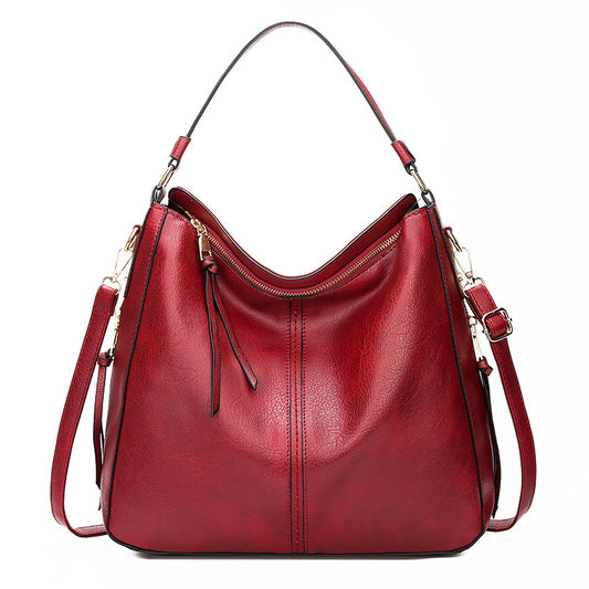 Hobos Zipper Bucket Bags With Adjustable Shoulder-strap Handbags Temperament High Capacity Messenger Shoulder Bag For Women
