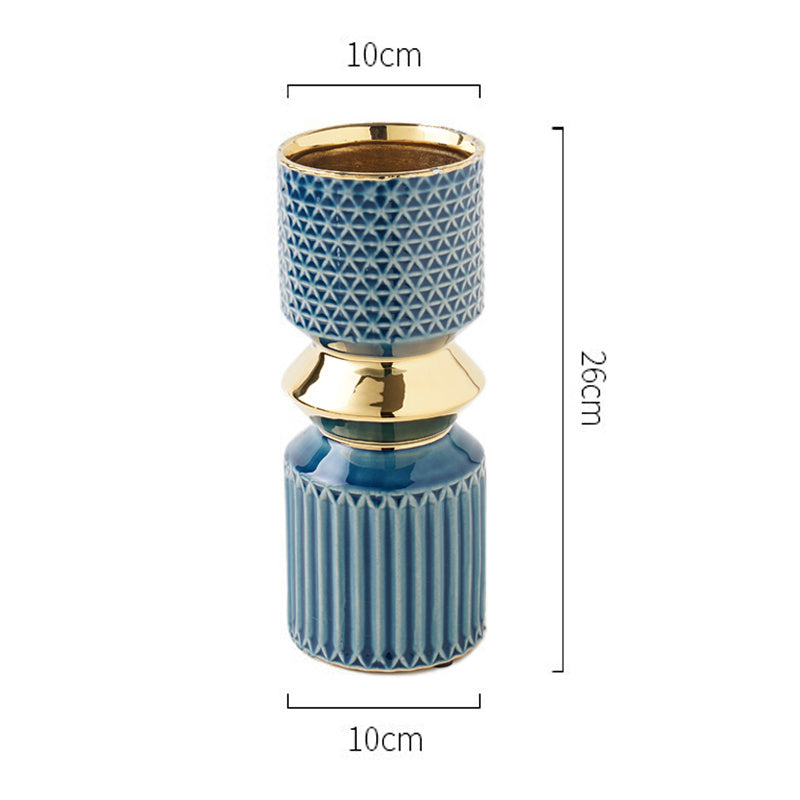Light Luxury Net Red Vase Embossed Electroplating Process Embossed Dining Table Hotel Bed And Breakfast Nordic Style Soft Decoration Ornaments
