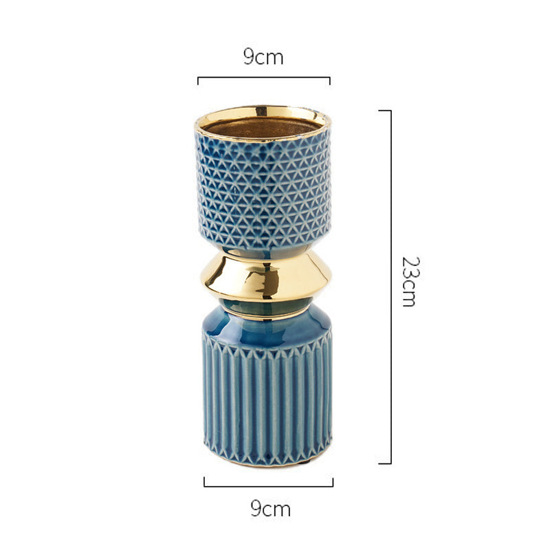 Light Luxury Net Red Vase Embossed Electroplating Process Embossed Dining Table Hotel Bed And Breakfast Nordic Style Soft Decoration Ornaments
