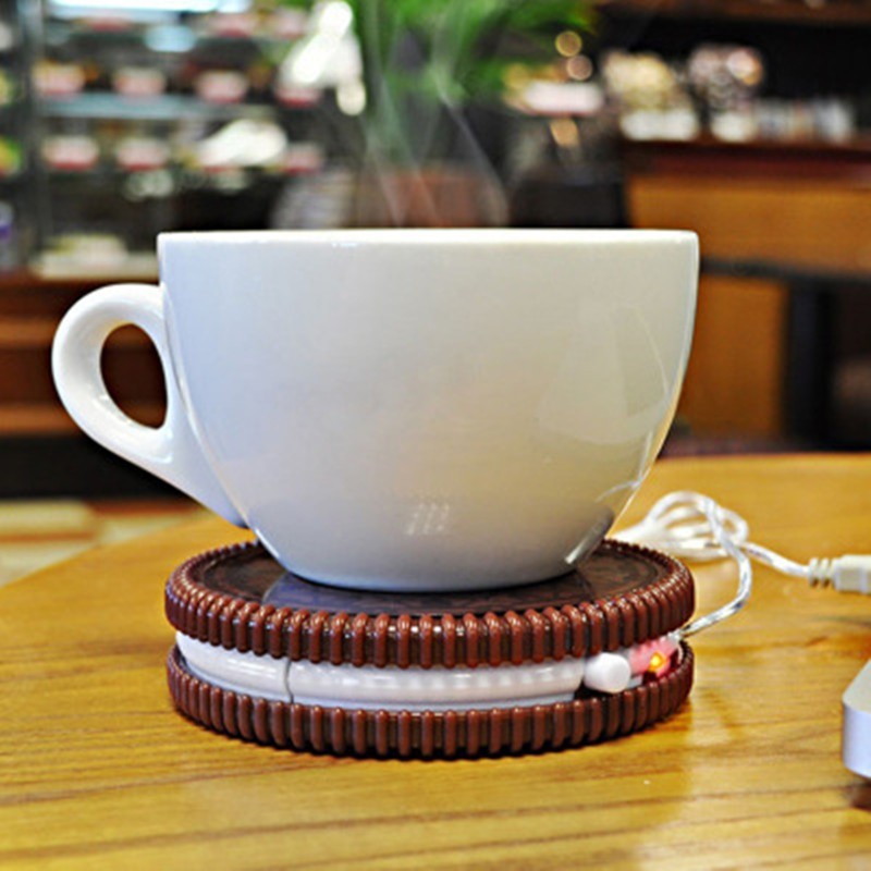 Portable Cookie Shape Cup Mat USB Power Supply Cable Heater Mat Drinks Warmer Tiny Mug Drink Coaster Vacuum Cup Pad 2021 New