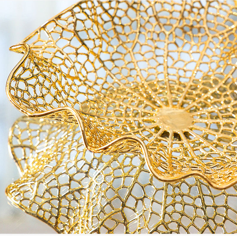 Light Luxury Electroplating Alloy Lotus Leaf Fruit Plate