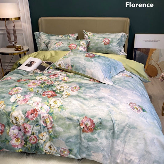 Satin Long-staple Cotton Pastoral Flowers Digital Printed Quilt Cover