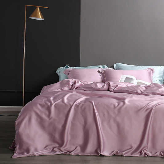 Ice silk pure color simple duvet cover sheet