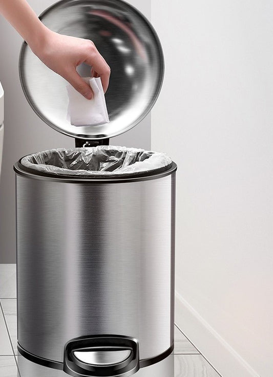Light Luxury Toilet Toilet Large Capacity Stainless Steel Foot Bin With Lid