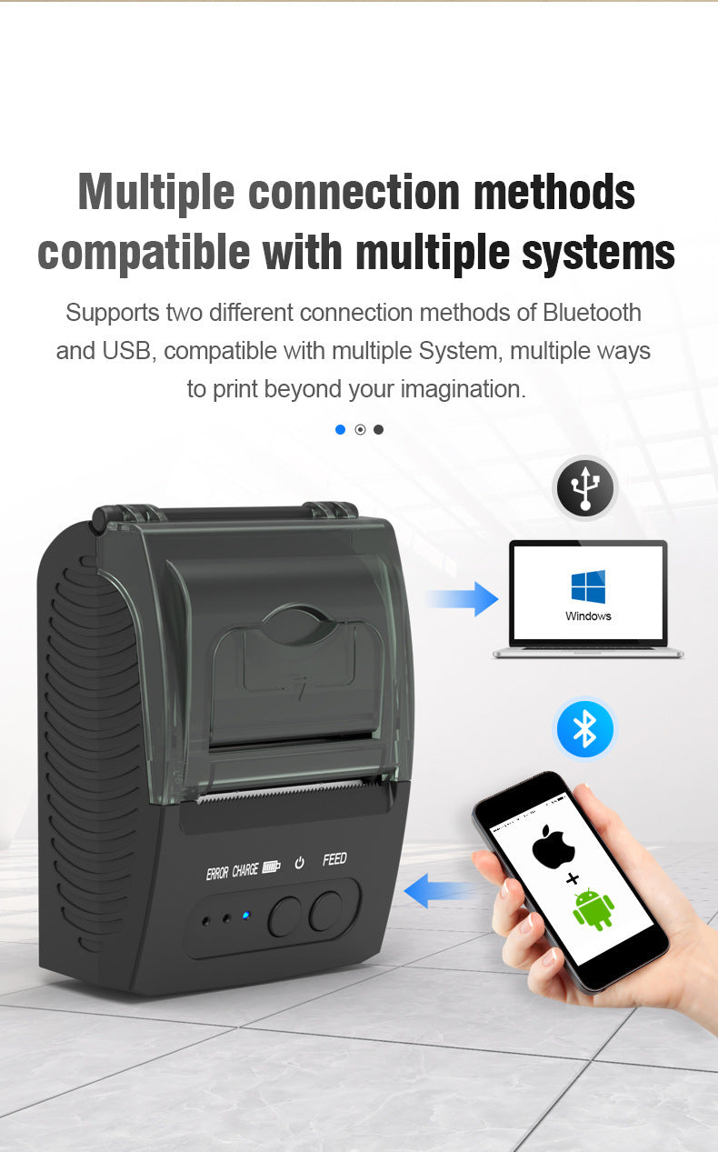 Portuguese European Standard Spanish Portable Receipt Printer