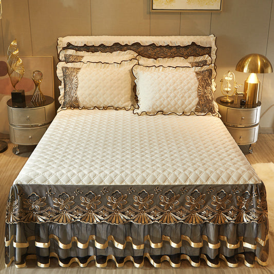 European Crystal Velvet Thick Bed Skirt
