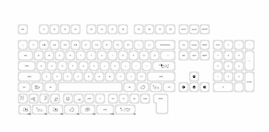 Minimalist Small Font Cute Cat Mechanical Keyboard Keycaps
