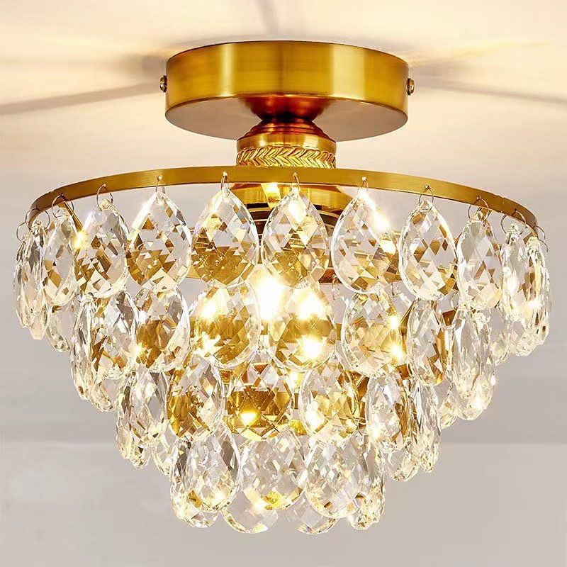 American Light Luxury Crystal Lamp Dining Room Bedroom Entrance