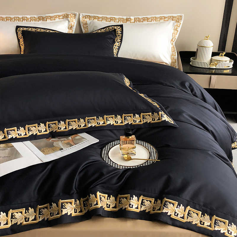 Cotton Bed Four-piece Set 120s Long-staple Cotton Embroidered Quilt