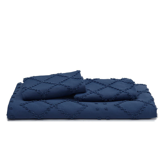 Tufted Solid Color Bohemian Cotton Quilt Cover Pillowcase Cut Flower Three-piece Set