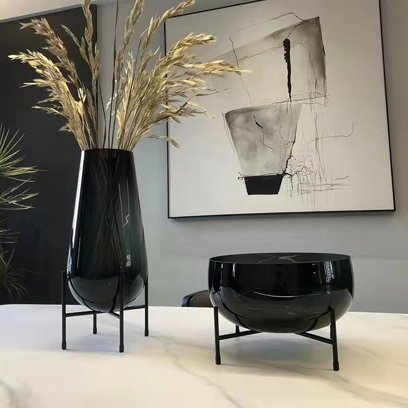 Light Luxury Vase Glass Fruit Plate Ornaments