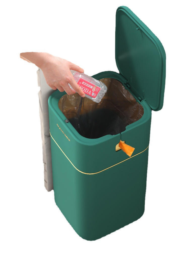 Garbage Bin Household Light Luxury With Lid Living Room Toilet Kitchen Automatic Packing Paper Basket