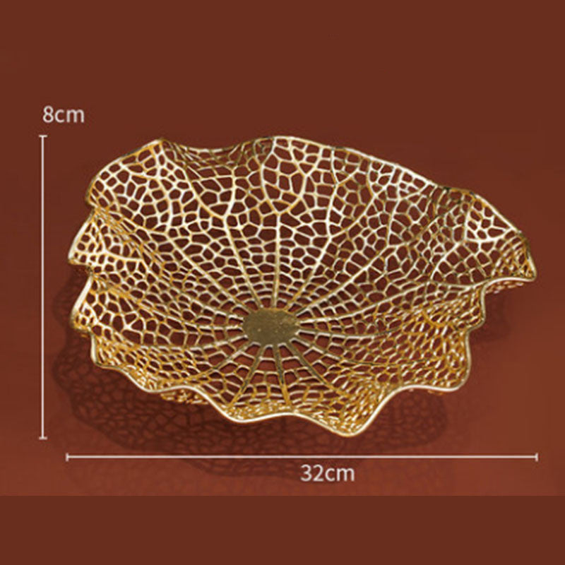 Light Luxury Electroplating Alloy Lotus Leaf Fruit Plate