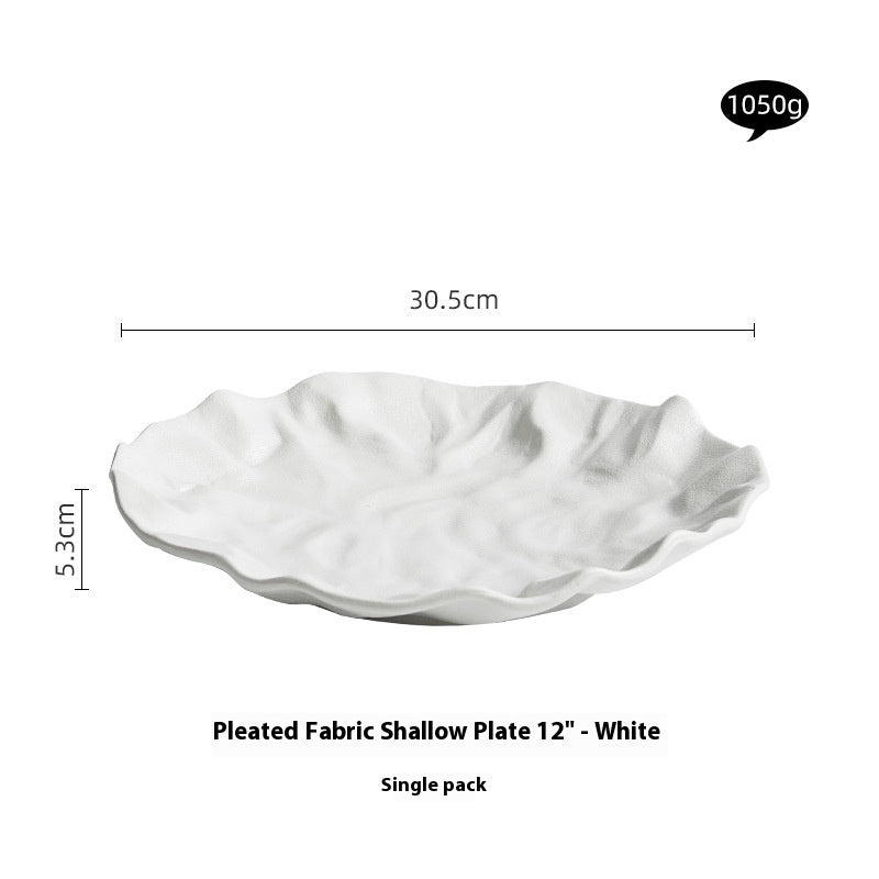 Pleated Dish Ceramic Cooking Plate Japanese Western Food