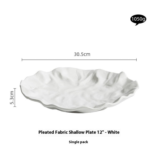 Pleated Dish Ceramic Cooking Plate Japanese Western Food