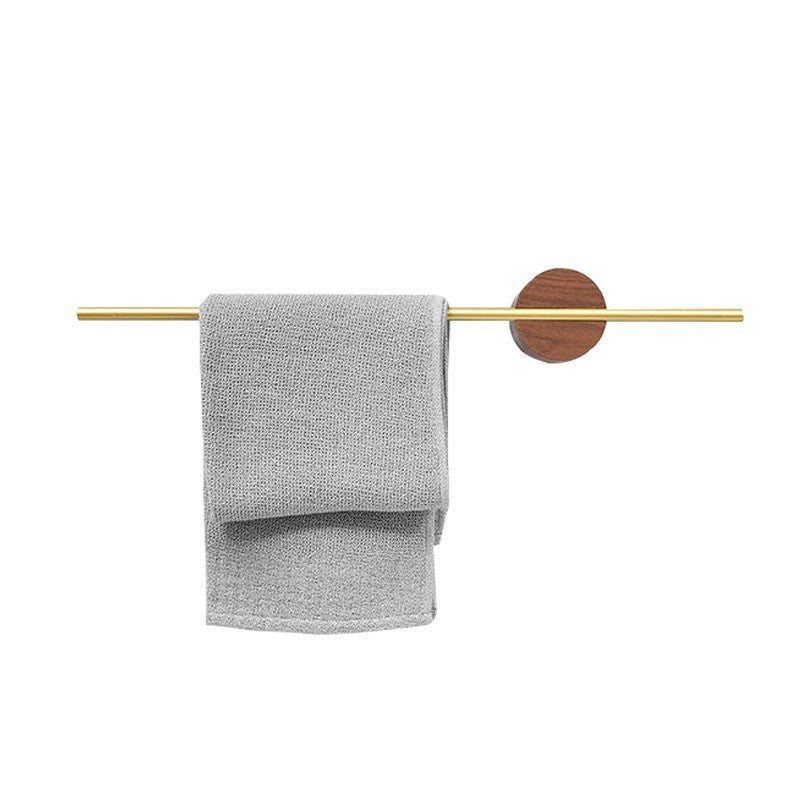 Bathroom Walnut Towel Bar Punch-free Toilet Wall-mounted Shelf Creative Towel Rack Light Luxury Thickened Single Bar