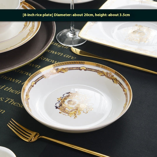 Tangshan Bone Tableware European Household Bowl Plate Dish Bowl