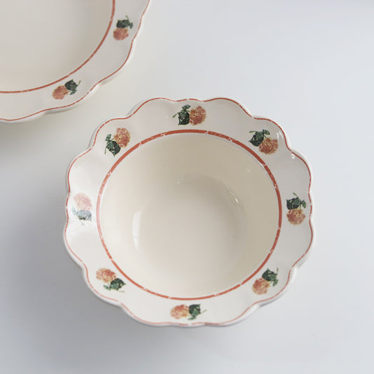 Retro American Pastoral Style Rose Edge Ceramic Dining Plate