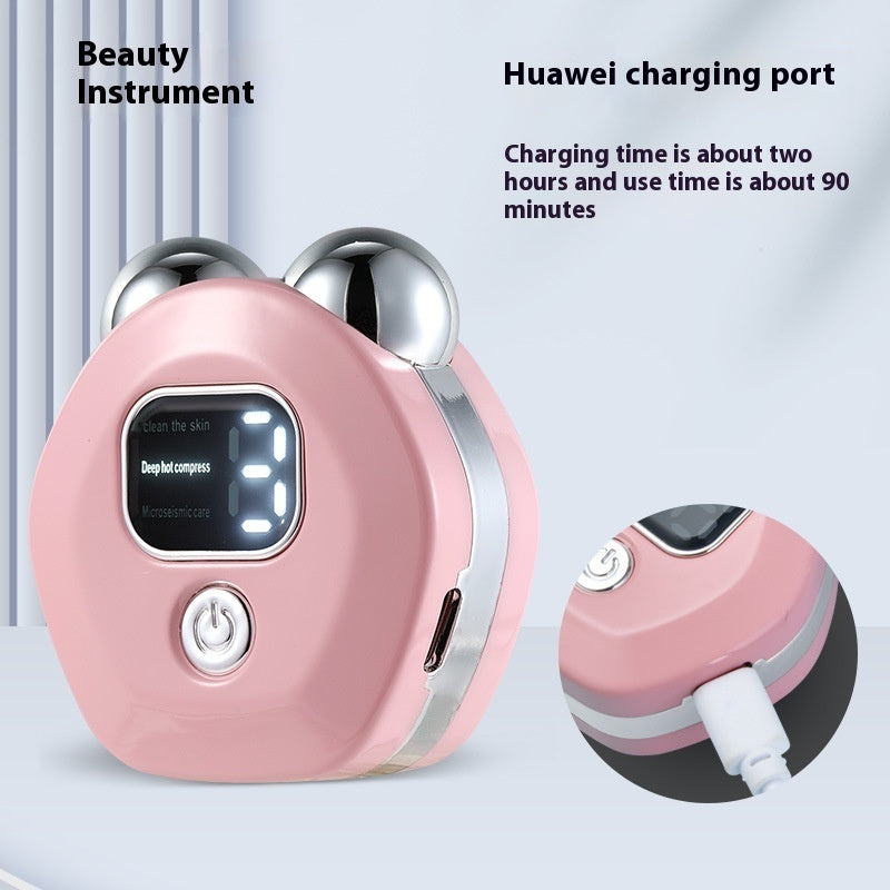 Beauty Instrument Portable Hot Compress Charging Massage Instrument Micro Current Double-roller