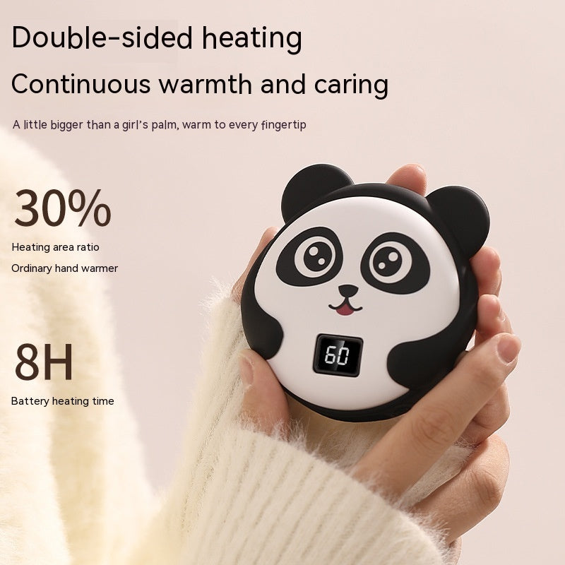 New Mini Panda Hand Warmer Rechargeable USB Digital Display Temperature Control Heating Pad Hand Warmer