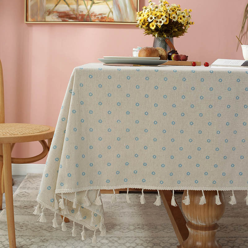 Retro Blue And White Porcelain Chinese Square Dining Table Tablecloth