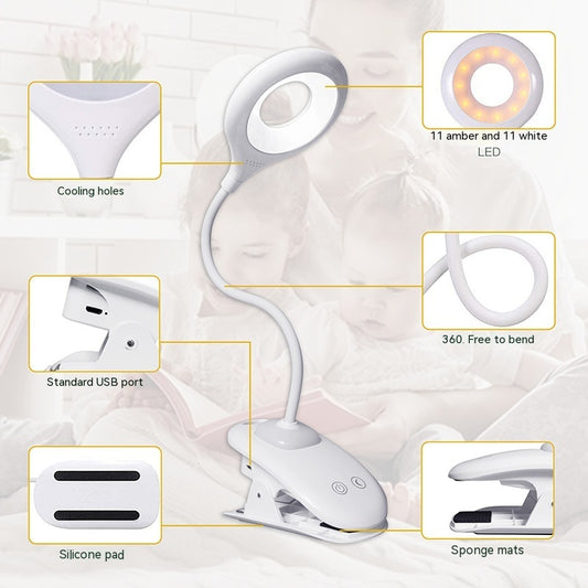 Desk Clip Reading Lamp Long Arm Usb Touch Ambience Light